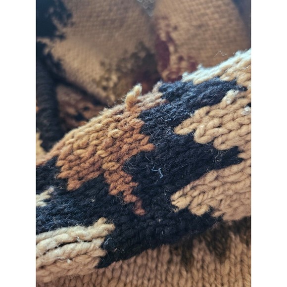 Vintage Aztec print Bolivia hand knitted planet Earth imports wool sweater brown - Picture 9 of 10
